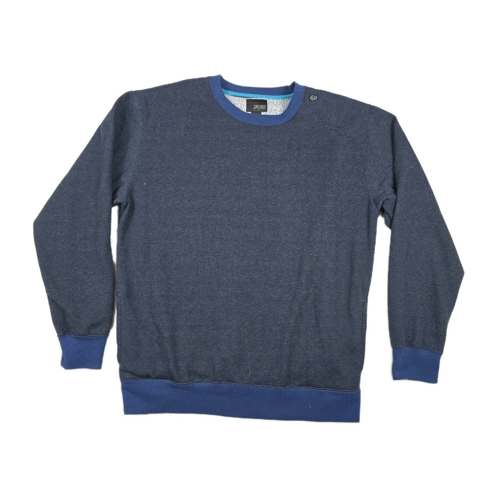 Fox Men's Size Large Fleece Lined Pullover Sweater Navy Blue